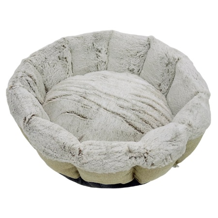 Лежак Pet Choice для собак и кошек, круглый с бортом 50х50х15 см, меховой, серый