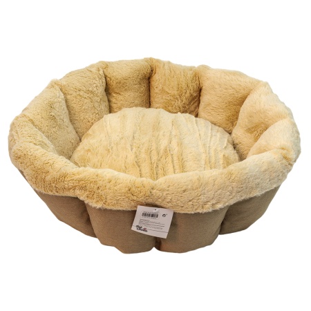 Лежак Pet Choice для собак и кошек, круглый с бортом 50х50х15 см, меховой, коричневый