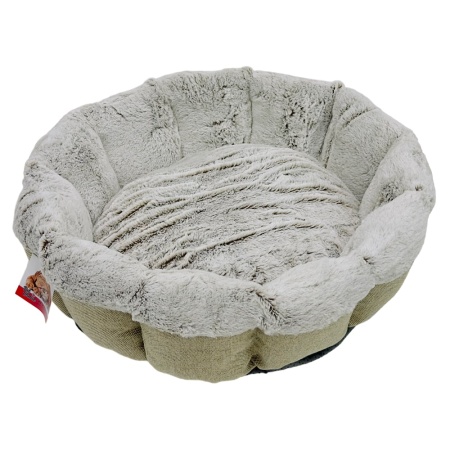Лежак Pet Choice для собак и кошек, круглый с бортом 50х50х15 см, меховой, серый