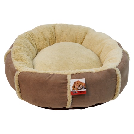 Лежак подушка Pet Choice для собак и кошек, круглый 76х76х15 см, меховой, бежевый