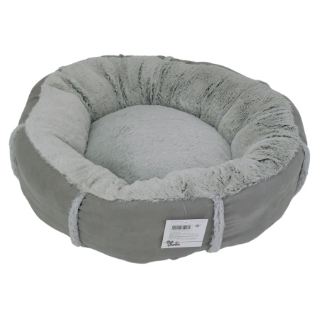 Лежак подушка Pet Choice для собак и кошек, круглый 56х56х15 см, меховой, серый