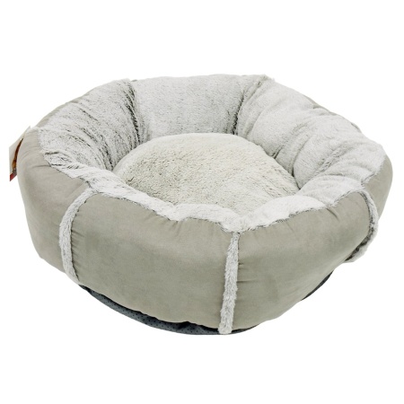 Лежак подушка Pet Choice для собак и кошек, круглый 56х56х15 см, меховой, серый