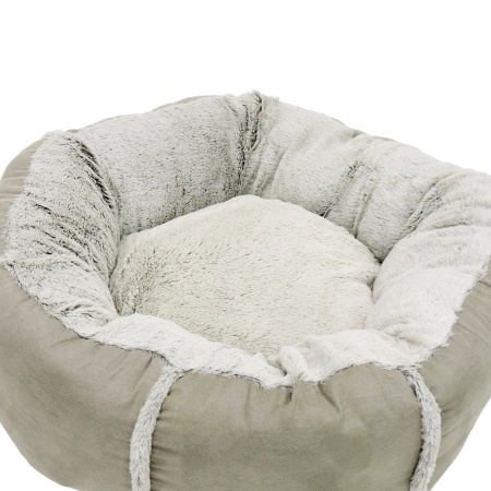 Лежак подушка Pet Choice для собак и кошек, круглый 56х56х15 см, меховой, серый