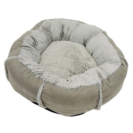 Лежак подушка Pet Choice для собак и кошек, круглый 76х76х15 см, меховой, серый