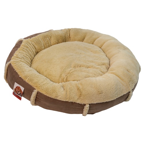 Лежак подушка Pet Choice для собак и кошек, круглый 66х66х15 см, меховой, бежевый