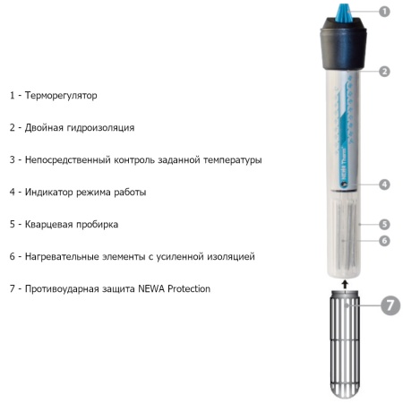Нагреватель для аквариума Newa Therm VTX100 220-240V 50Hz 100W с терморегулятором автоматический 30-